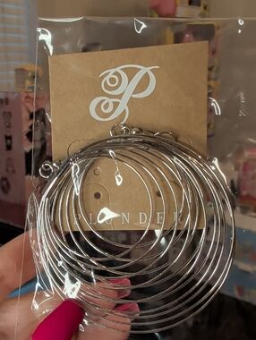 Plunder Silver Layered Hoop Statement Earrings